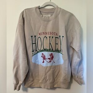 Fan Girl Minnesota Hockey Beige Crewneck | M